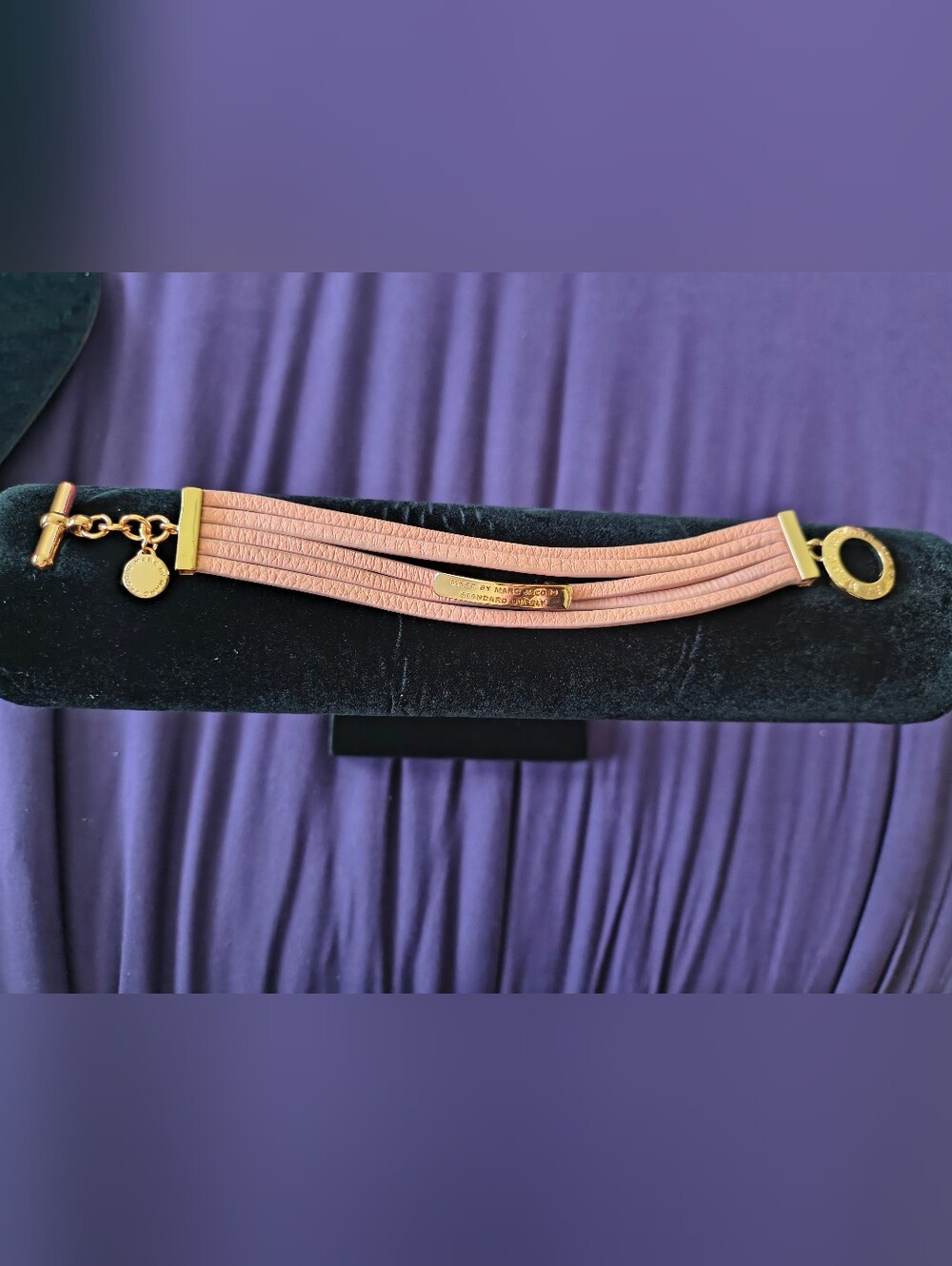 Marc By Marc Jacobs Rose Goldtone Bracelet With Toggle Clasp And Pink Leather.